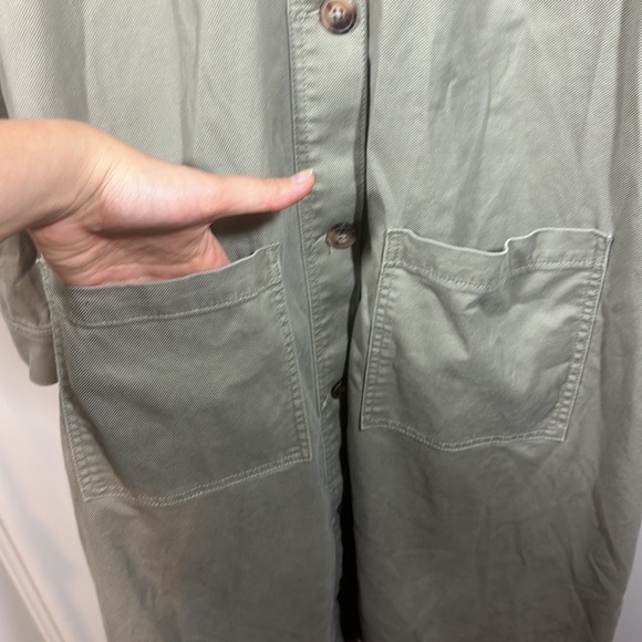 Lane Bryant 16 Long Utility Jacket Dress Trench Dusty Olive fall coat plus size - Picture 10 of 14